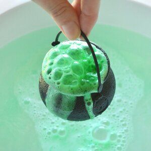 Witchy Bath Bomb Cauldron w/ Hidden Skeleton Toy - Gothic, Halloween, Spooky